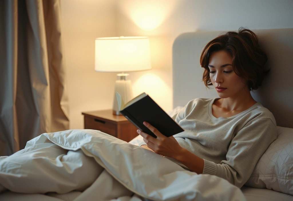 Hábito de lectura antes de dormir en una habitación tranquila