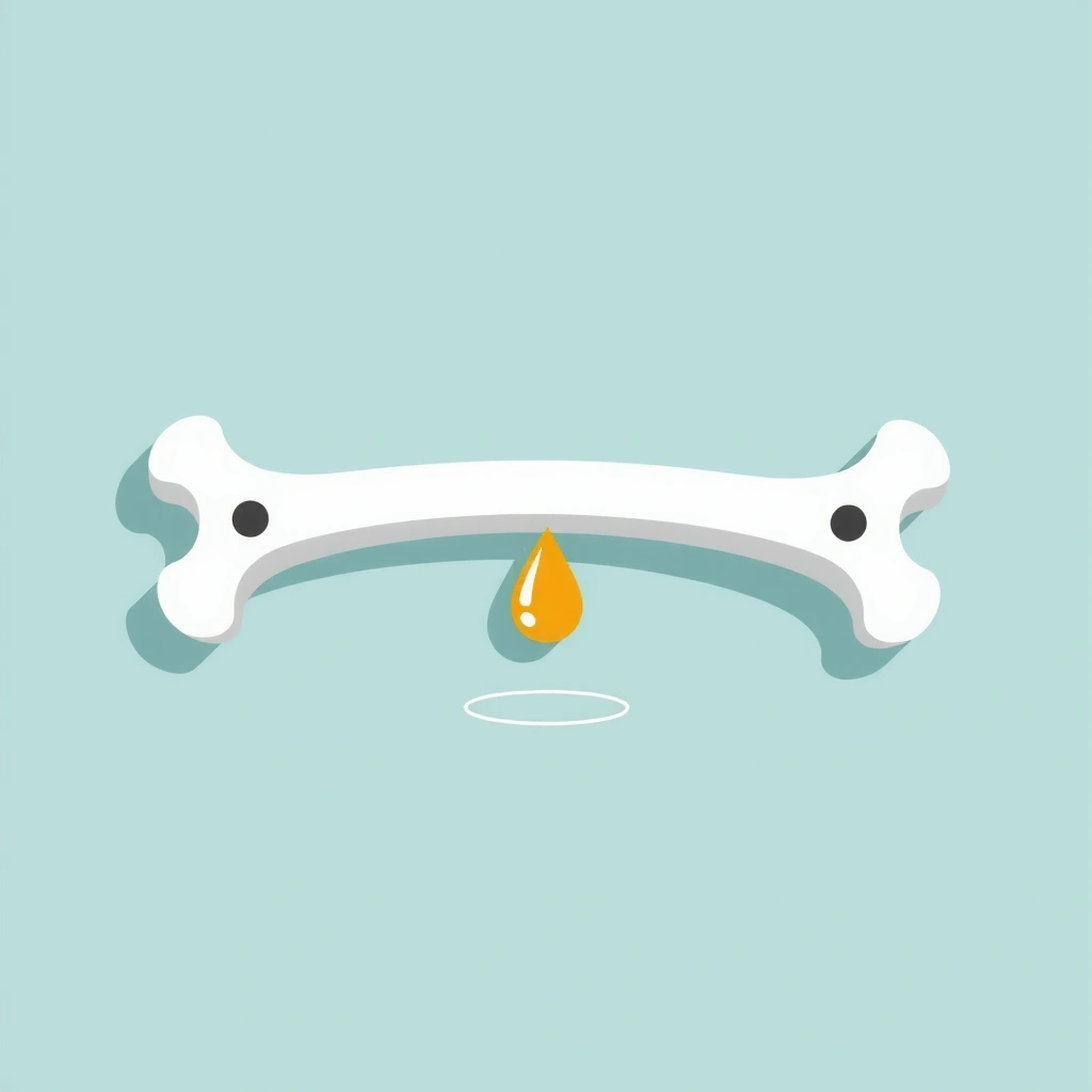 Hueso estilizado con una gota de calcio, simbolizando fuerza ósea